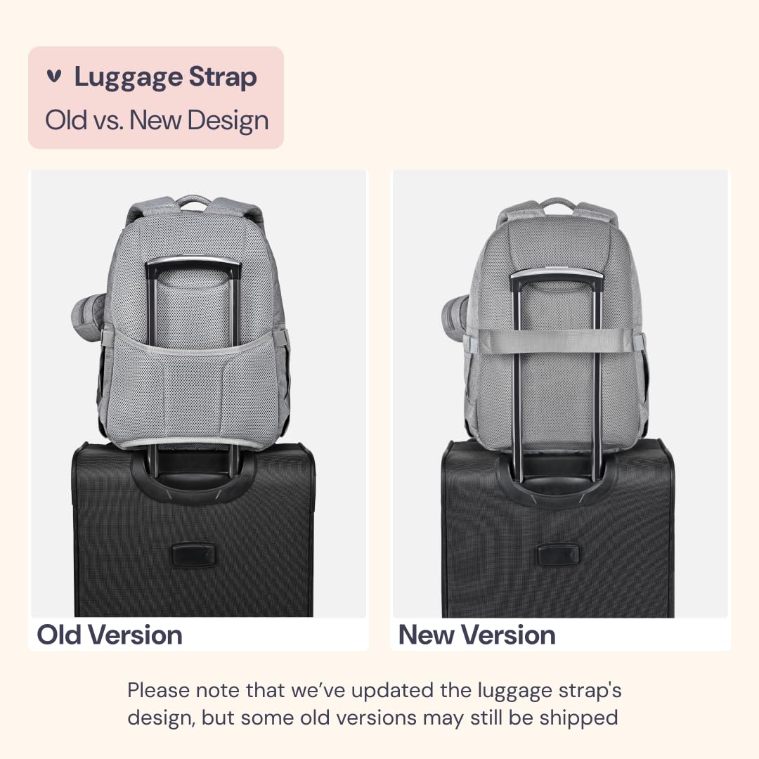 BabbleRoo Diaper Bag Backpack, Travel Backpack with Changing Pad, Pacifier Case & Stroller Straps, Multifunction, Waterproof, Unisex – Light Gray