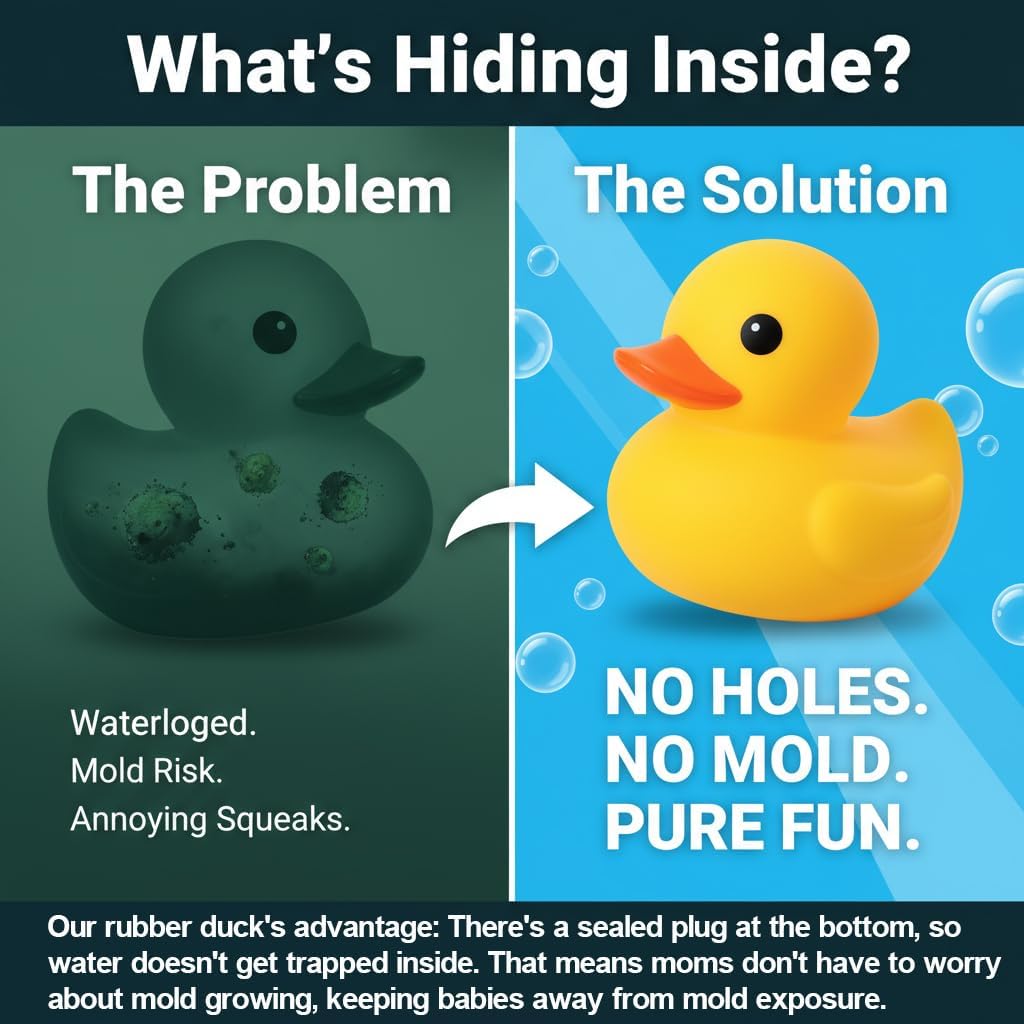 4 Pcs Big Rubber Yellow Duck,Kalafona 7 Inch Giant Large Waterproof No 'Bebe' Noise No Hole No Squeak Rubber Funny Duck Bath Pool Toy Without Hole for Kids Birthday Party Favor Home Decor