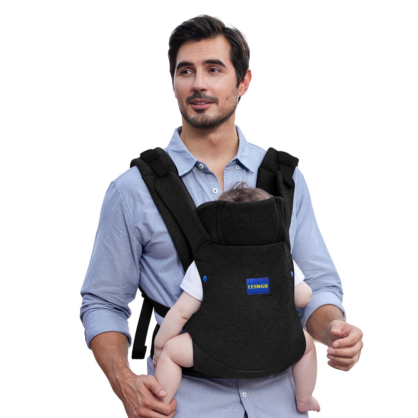 Baby Carrier Newborn to Toddler,Newborn Carrier with Head Support, Cozy Baby Holder Carrier for Dad Mens (All-Black)