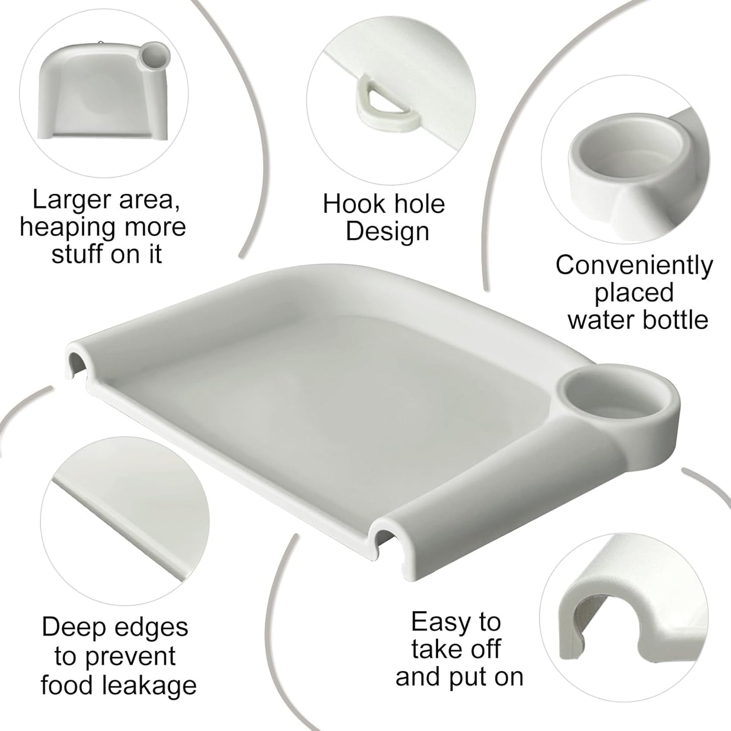 Silicone Baby Dining Tray Compatible with Inglesina Fast Table Chair and Hooked High Chair, Easy to Carry Set Up & Clean BPA-Free Great for Developing Your Baby's Independent Eating Skills - Gray