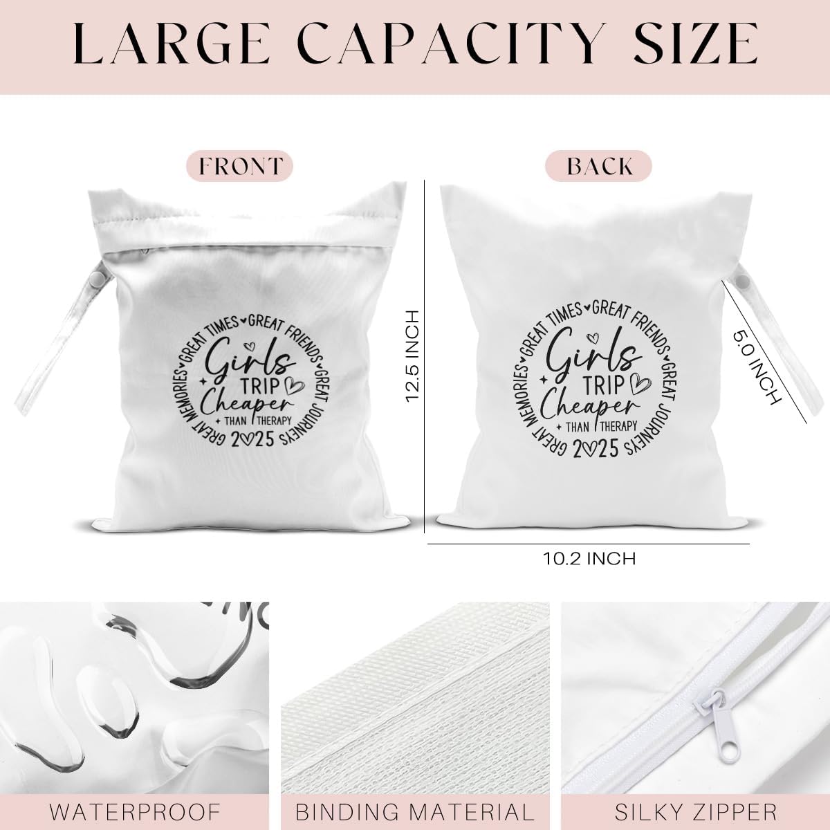 2Pcs Girls Trip Gifts Wet Dry Bag, Beach Bag Wet Bag Favors, Sunscreen Aloha Bags Swimsuit Toiletry Travel Essentials For Women, Beach Travel Laundry bags for Dirty Diaper Swimsuit Gifts