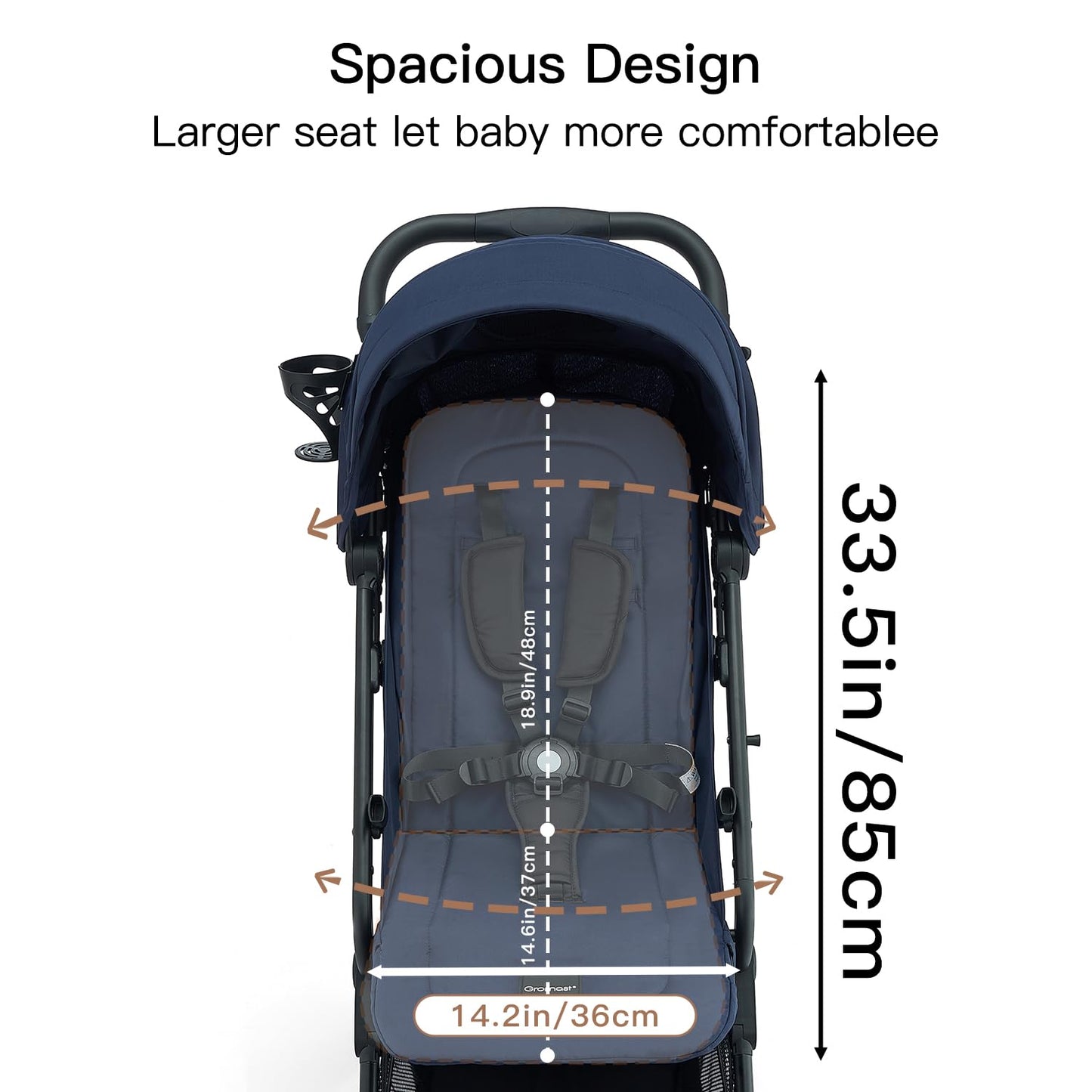 Compact Fold Baby Stroller, Lightweight Travel Toddler Stroller with One-Click Fold, Extendable UPF50+ Canopy, Cup Holder, UV Protected and Waterproof, One-Hand Folding - Blue