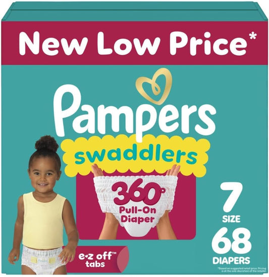 Pampers Swaddlers 360 Pull-On Diapers, Size 7, 68 Count for up to 100% Leakproof Skin Protection and Easy Changes