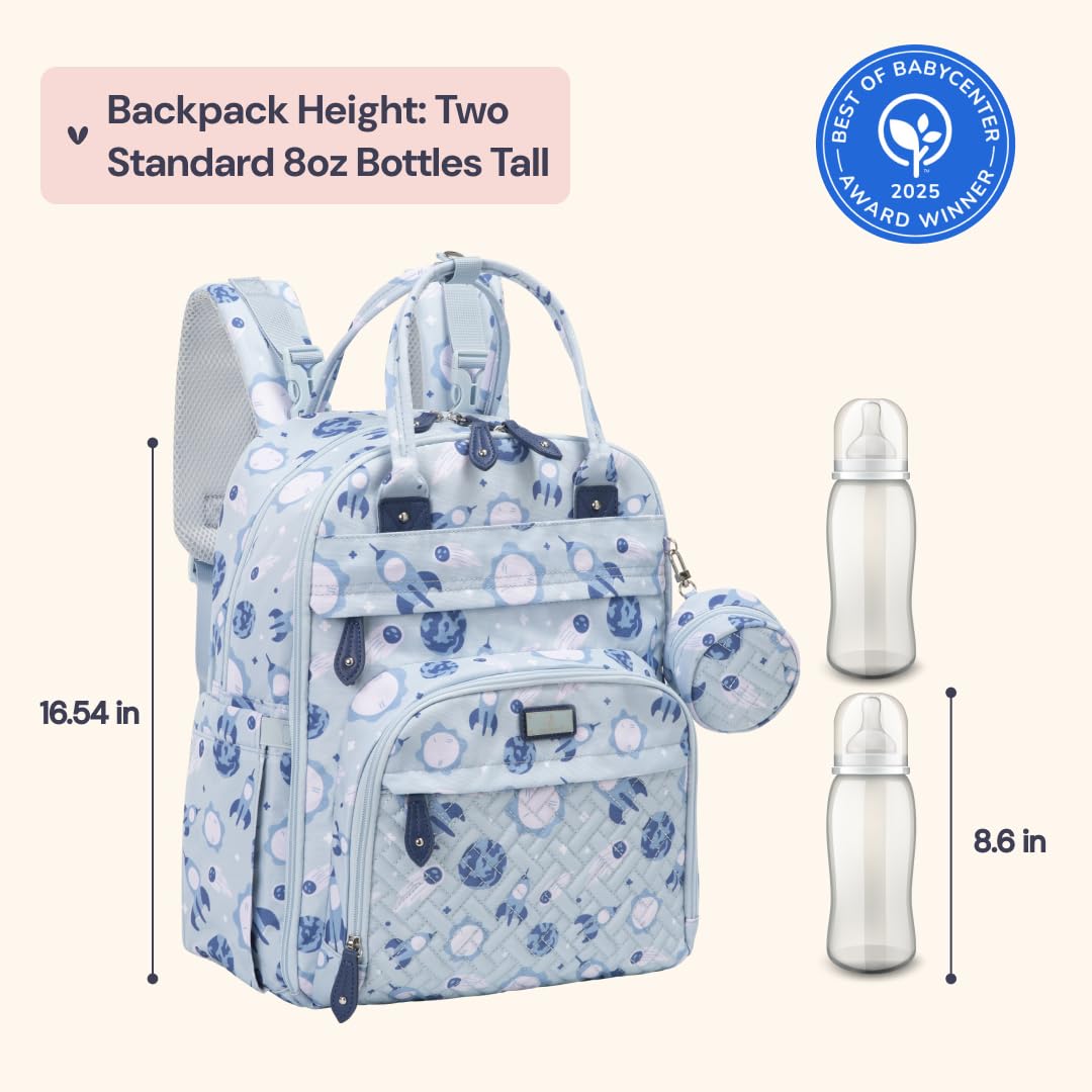 BabbleRoo Diaper Bag Backpack - Baby Essentials Travel Tote - Multi Function Water Resistant Diaper Bag, Travel Essentials Baby Bag with Changing Pad, Stroller Straps & Pacifier Case - Unisex, Cosmic