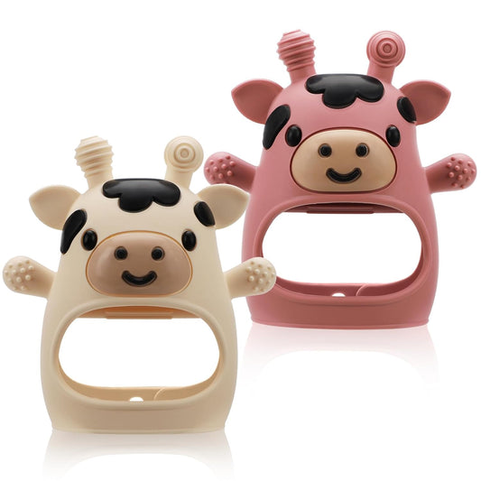 2 Pack Baby Teething Toys for 3-6 6-12 Months, Food Grade Silicone Infant Teether Mitten, Baby Essentials Teething Relief, Newborn Essentials Chew Toys for Sucking Needs