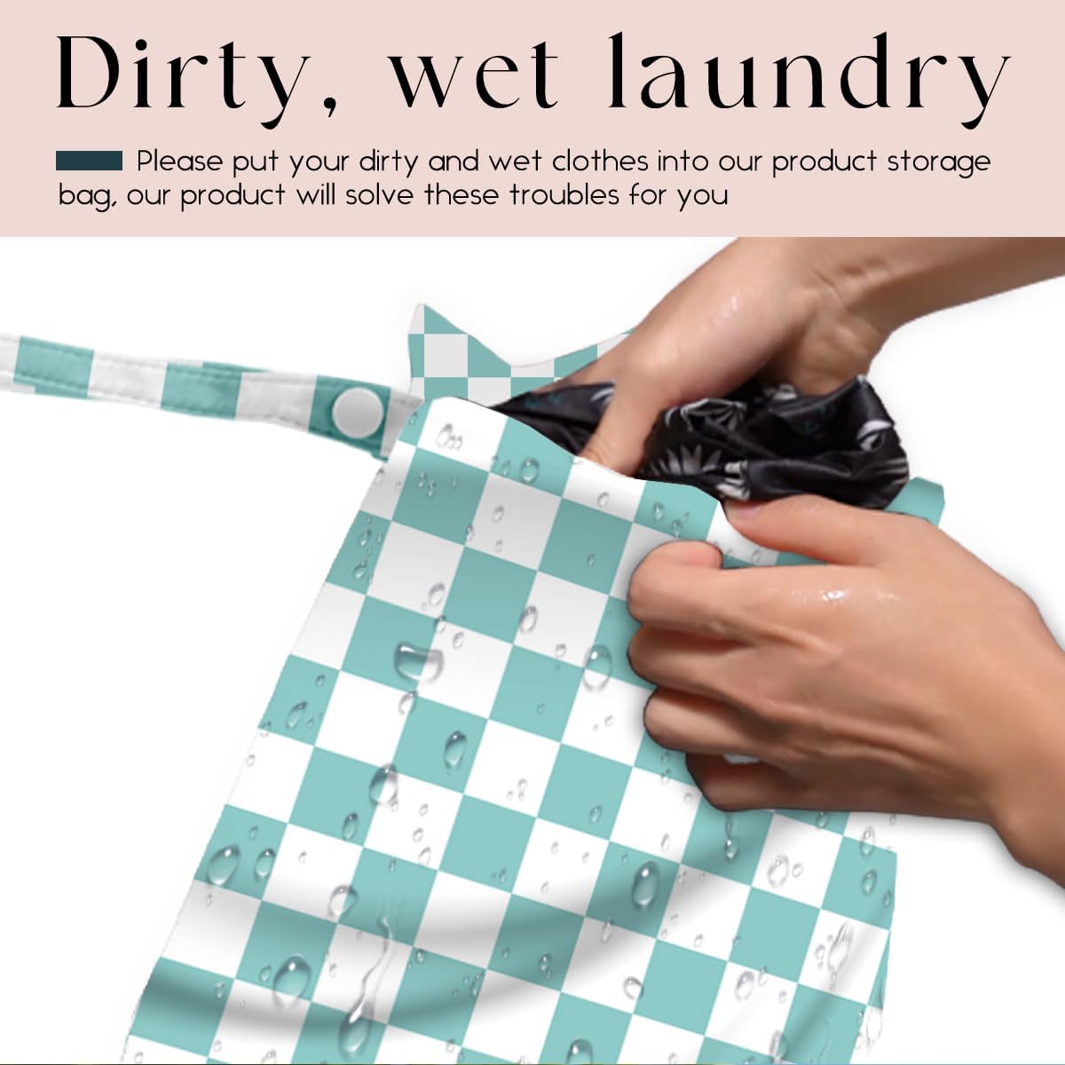 Wet Bag for Swimsuit, Beach Travel Essentials Wet Dry Bag, for Sunscreen Toiletry Dirty Clothes Yoga Gym Diaper, Friends Summer Beach Vacation Gifts. Blue white plaid