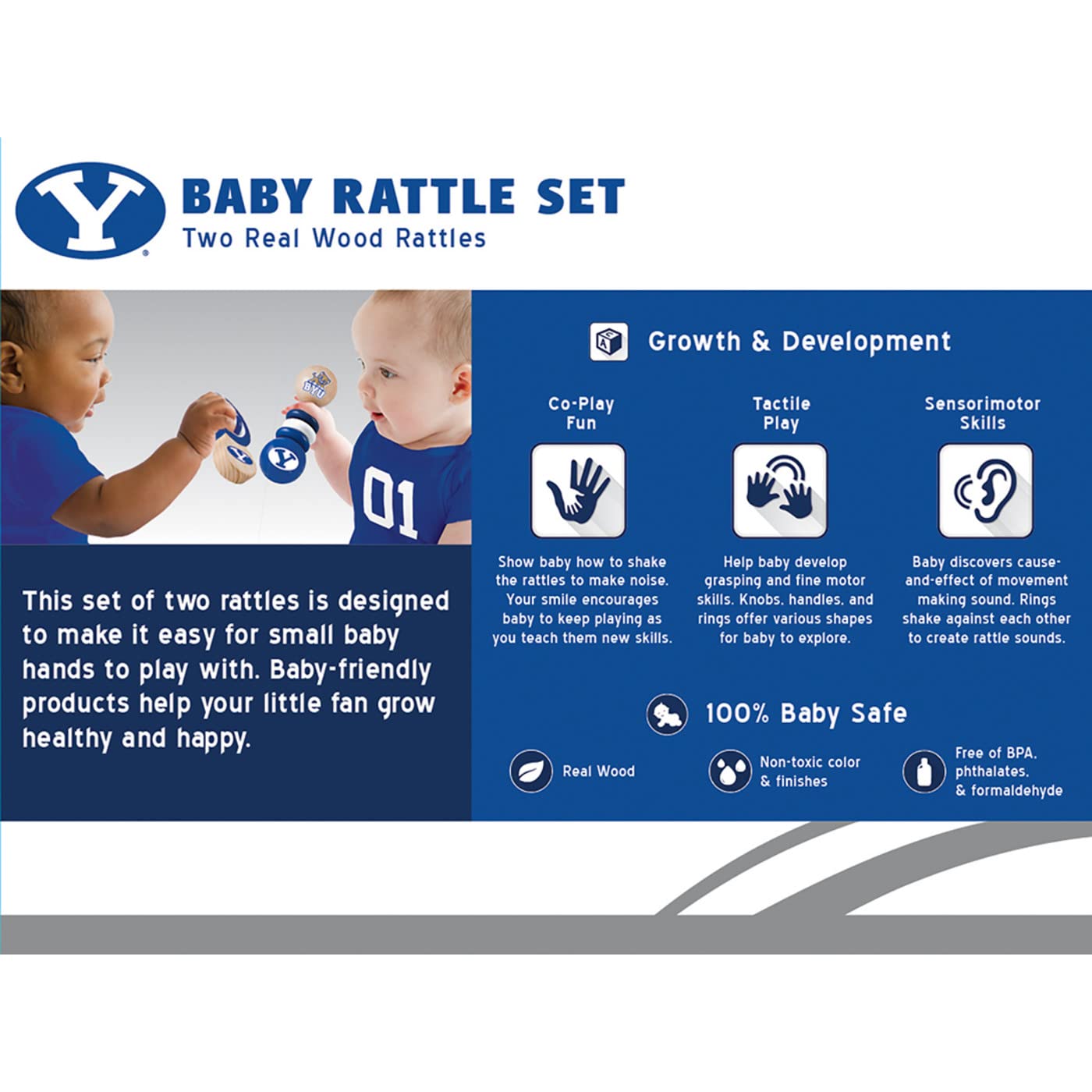 Baby Fanatic Wood Rattle 2 Pack - NCAA Georgia Bulldogs - Officially Licensed Baby Toy Set