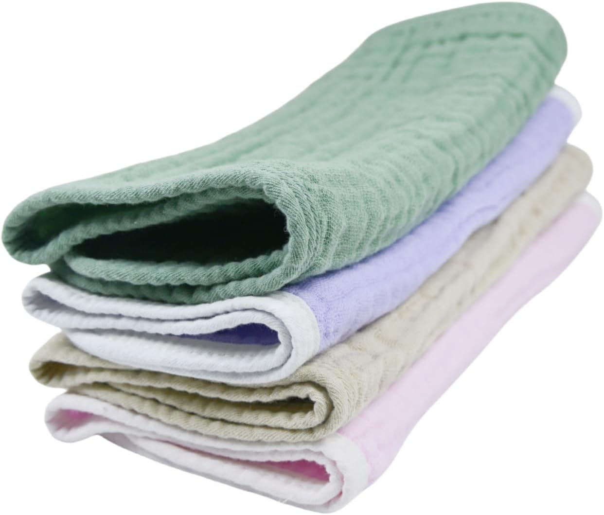 Synrroe Burp Cloths Large, Muslin Burp Cloths for Baby Girls and Boys, Pack of 4 Extra Absorbent and Soft Muslin, 6 Layers 20 by 10 Inches 100% Cotton (Mix 4 Pack Pink Green)
