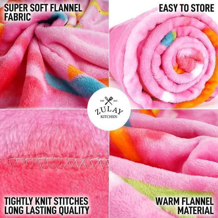 Zulay Giant Double Sided Glazed Donut with Gift Box Packaging - Novelty Blanket for Adults & Kids - Soft Flannel Round Glazed Donut Blanket for Indoors, Outdoors, Travel, Home, 285 GSM - 60 Inches