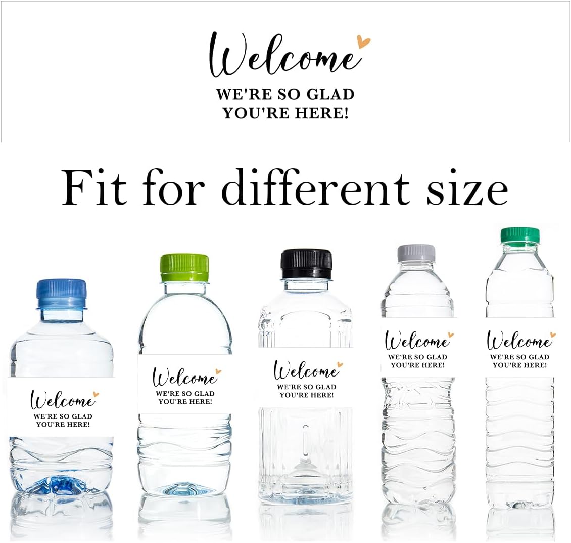 100PCS Wedding Water Bottle Labels Waterproof Greenery Floral Wraps Sticker for Water Bottle Baby Shower Bottle Label for Bridal Shower Party Welcome（White）