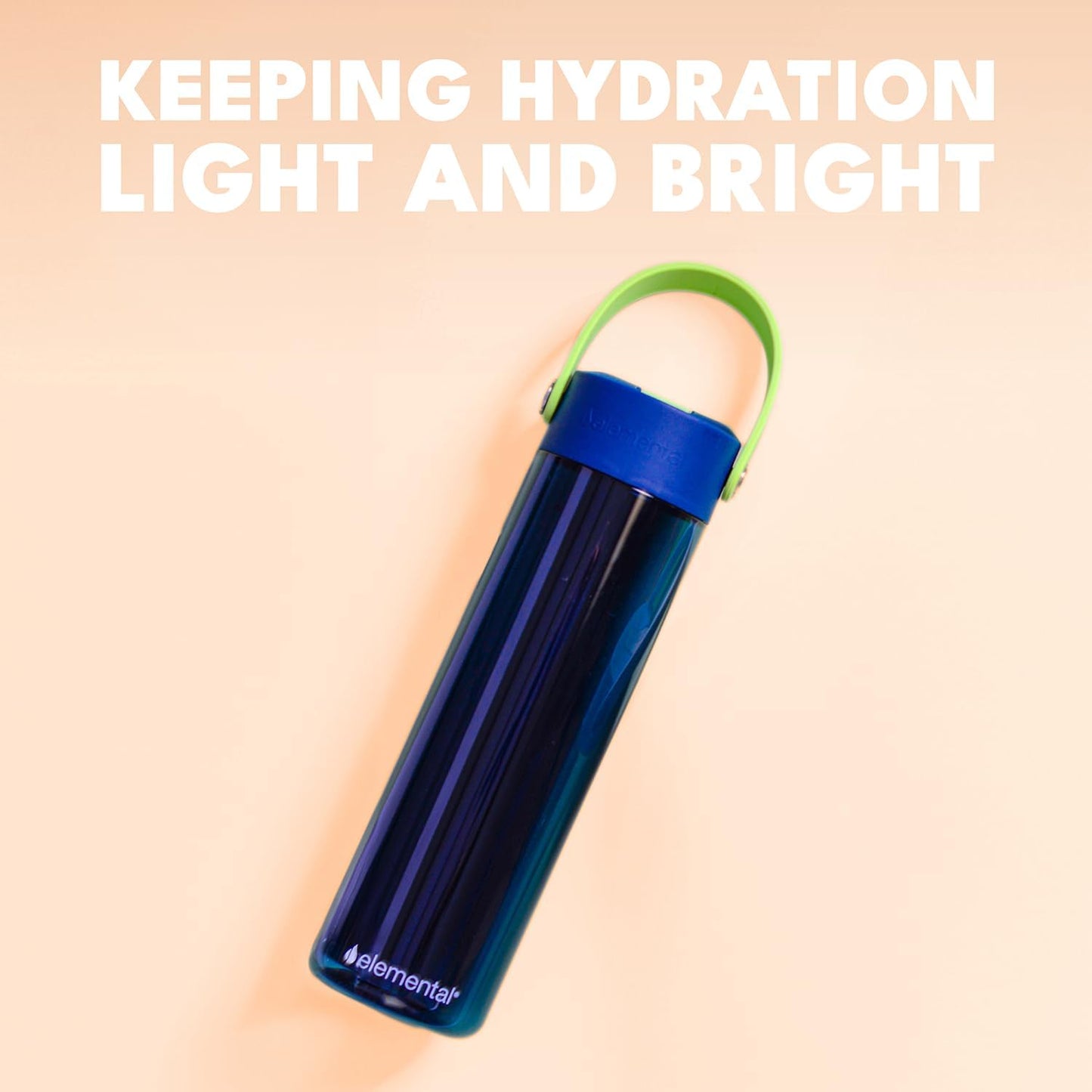Elemental Splash Water Bottle with Straw - BPA-Free Tritan Plastic Reusable Water Bottle with Strap - Ideal for Travel, Gym and Sports - Leak Proof when Spout is Closed - 26oz - Deep Sea