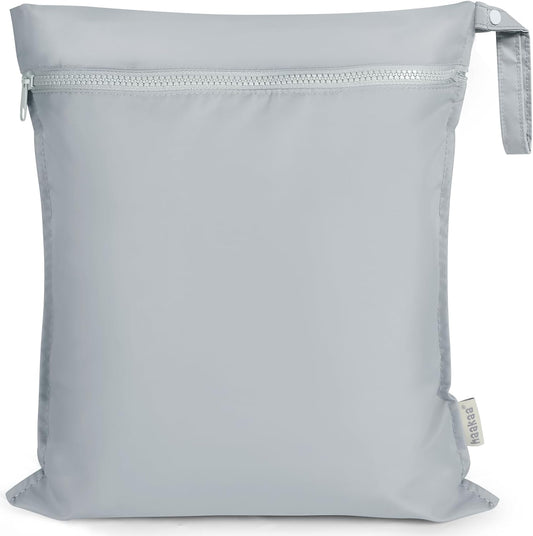 haakaa Waterproof Wet Bags for Baby, Wet Dry Bags for Diaper Bag, Travel, Swimsuit, Beach, Pool, Pump Parts, Stroller, Daycare,Yoga, Grey, 1pc