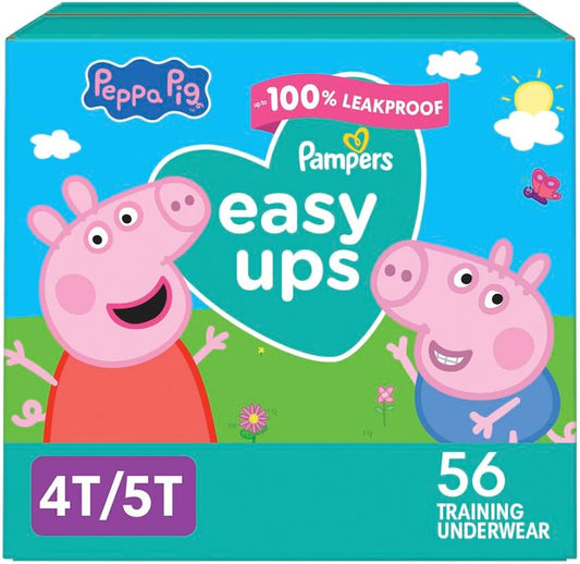 Pampers Training Pants - Easy Ups Girls & Boys - Size 4T-5T, 56 Count, Peppa Pig Potty Underwear (Packaging May Vary)