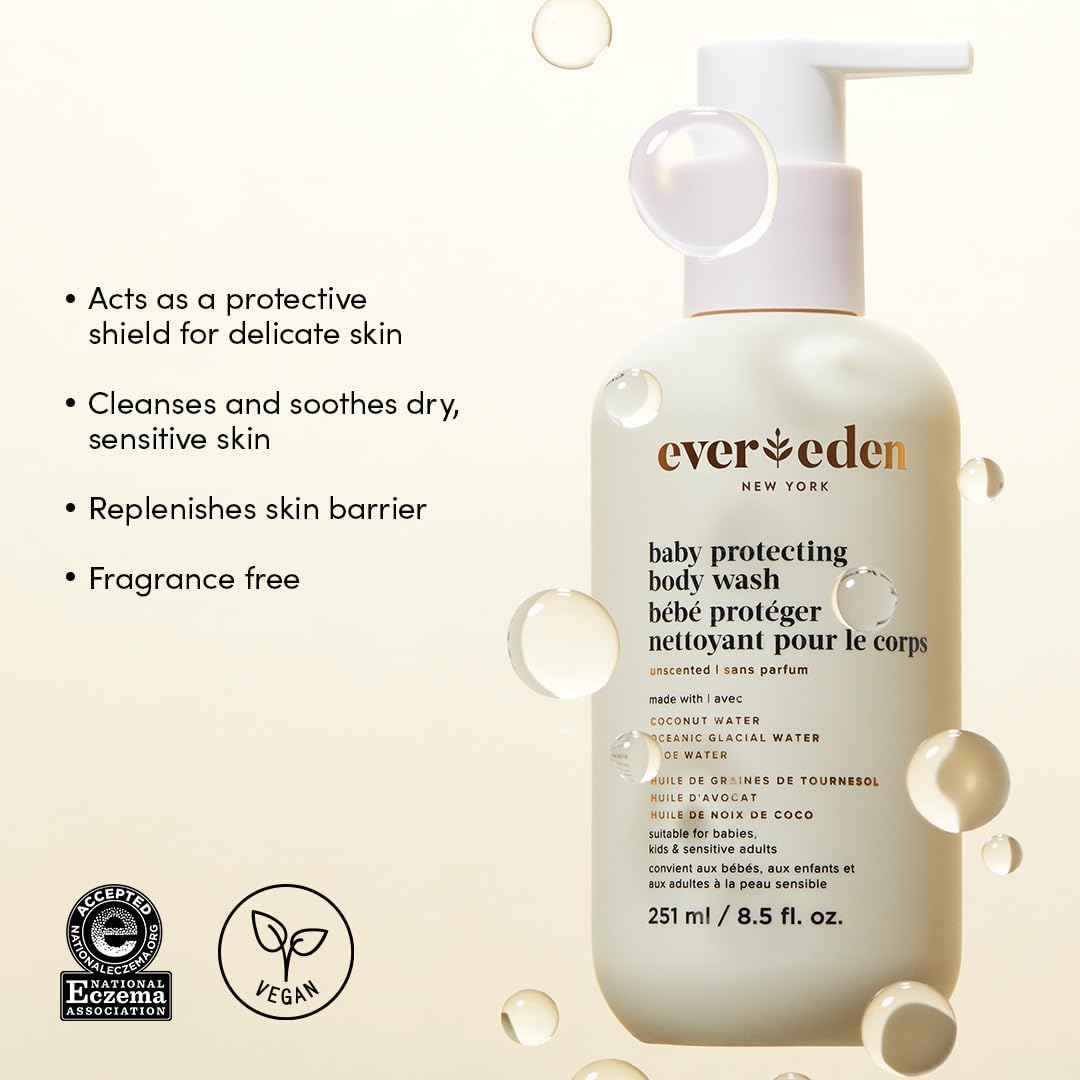 Evereden Protecting Baby Body Wash and Shampoo 8.5 oz. | Clean & Gentle Baby Care | Non-toxic & Fragrance Free