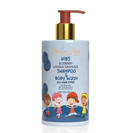 BABY HAIR - Blueberry Mineral Kids Shampoo/Body Wash, Sulfate-Free Kids Tearless Shampoo and Body Wash, Shampoo For Kids with Blueberry & Strawberry Oil and Aloe Vera, No Tears Shampoo, 10 fl.oz.