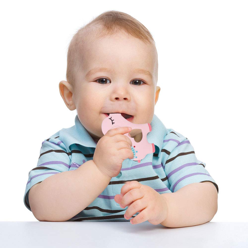 Baby Silicone Teether,Sensory Chew Toys,BPA Free Soft and Effective Infant Teething Pain Relief Toys,Freezer Safe,Food Grade Silicone,Best Shower Gift for Boys and Girls (Elephant)