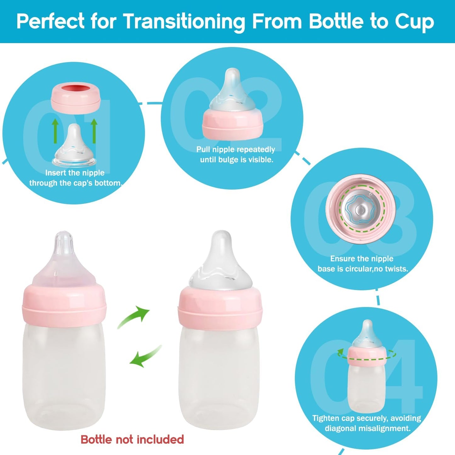 4pcs Soft Silicone Baby Nipple for Spectra Bottles, Slow Flow Nipple, 100% Silicone Material, BPA Free, Soft Touch, Easy Clean, Small, 0m+