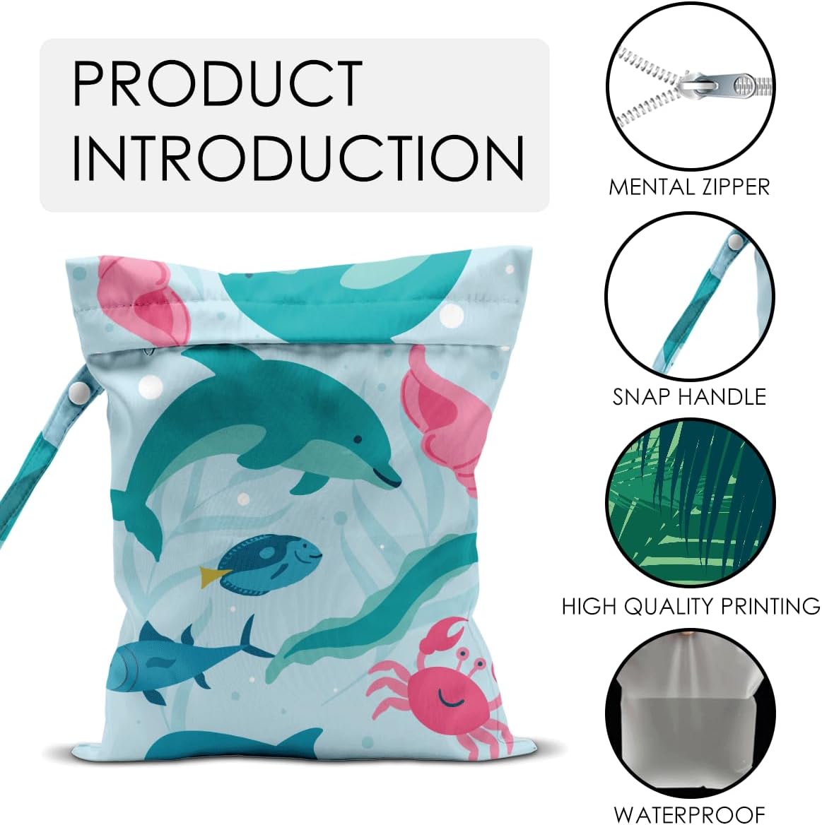 Wet Bag for Swimsuit Pool Travel Baby Cloth Diapers Dirty Yoga Gym Clothes Beach Bags Summer Gifts for Women Men Beach Vacation Essentials Sea Blue Waterproof Wet Dry Bag Travel Laundry Bags