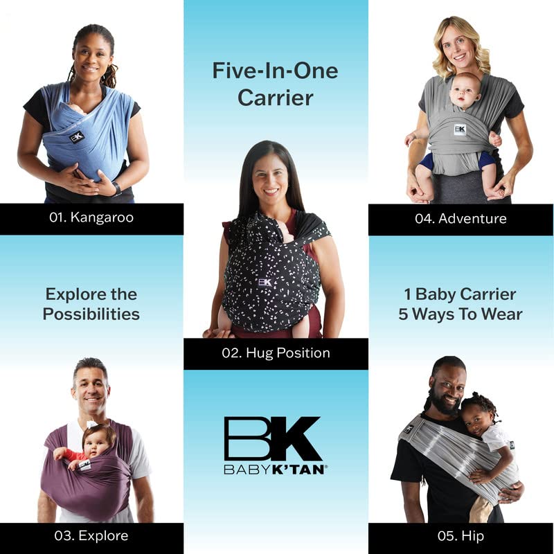 Breeze Baby K'tan Baby Carrier, #1 Easy Pre-Wrapped Baby Sling Gift | Breathable 100% Cotton Mesh | Hands Free Wrap for Infants | No Rings Or Buckles | Black | Small