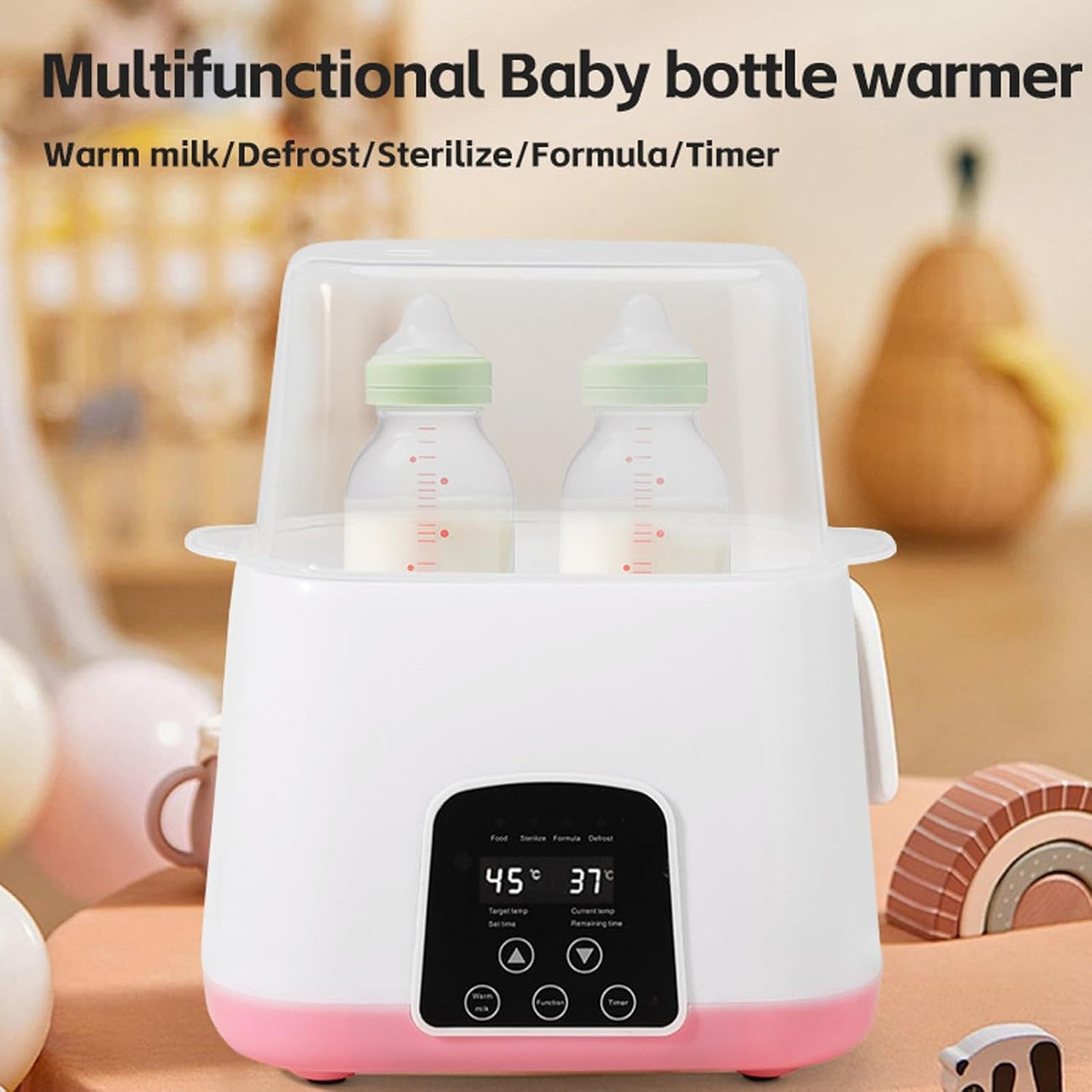 FTVOGUE Double Baby Bottle Warmer 2 in 1 Fast Milk Warmer for Bottles with Built in Constant Temperature Control Steam Cleaning Gentle Defrosting for Twins Late Night Feedings (US Plug 110V)