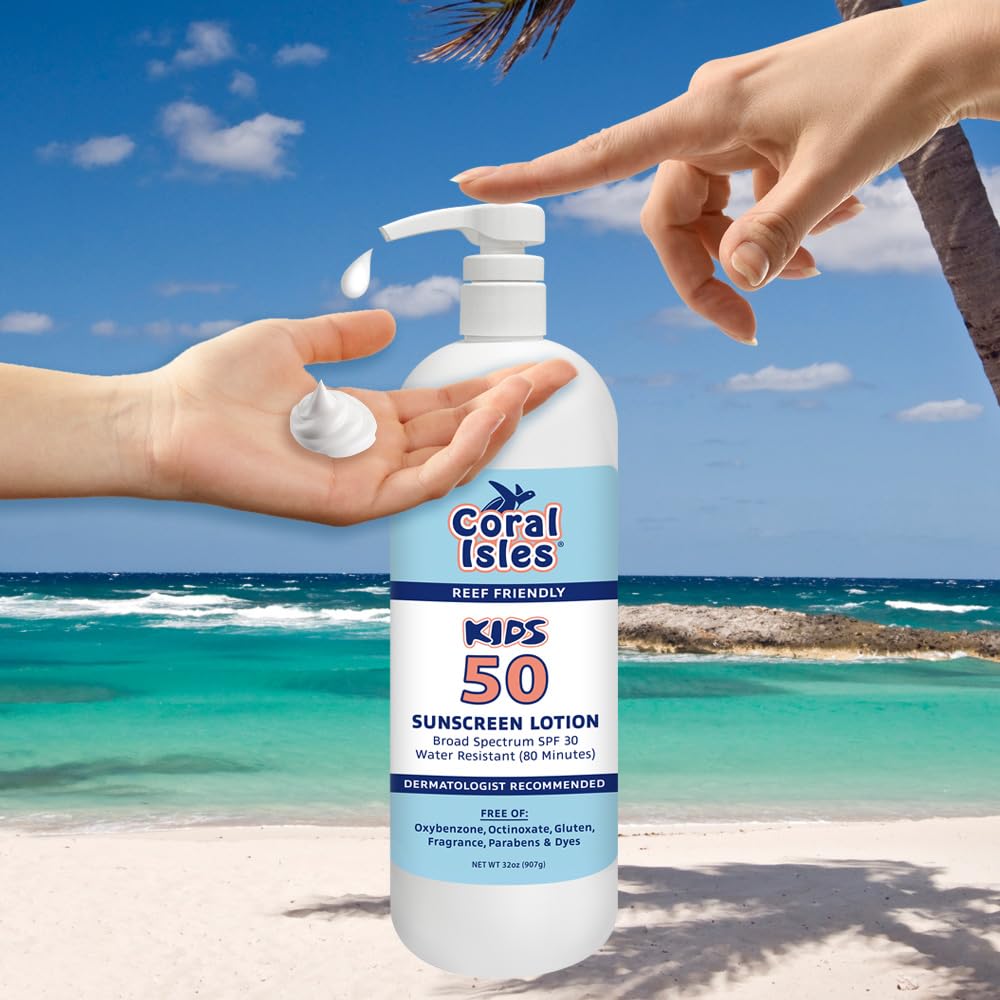 Rocky Mountain Sunscreen | SPF 50 Lotion for Kids Broad Spectrum UVA/UVB Protection | Hawaii 104 Act Compliant (Oxybenzone & Octinoxate Free) | Water Resistant 80 Min. |Quart With Pump (32 Fl Oz)