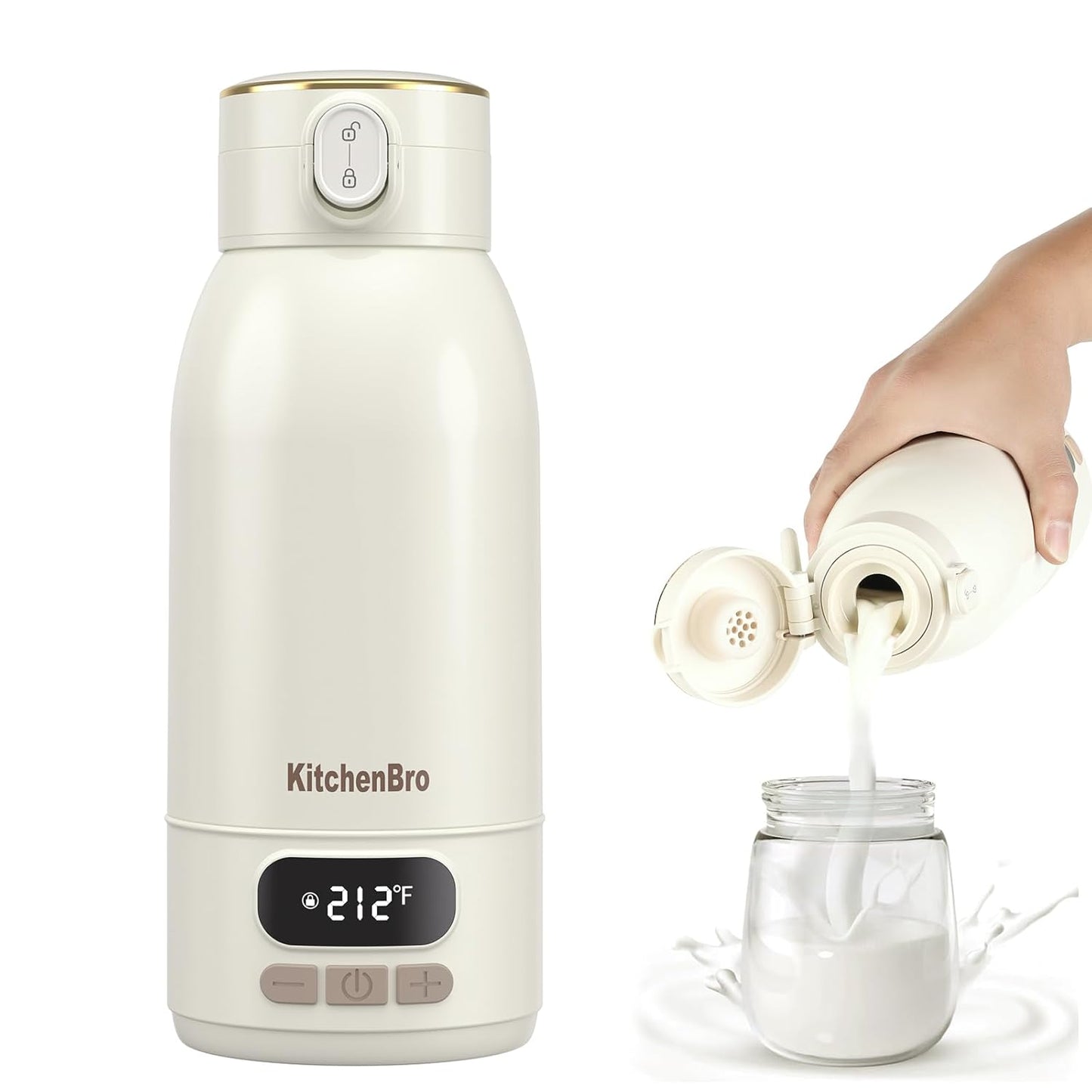 Portable Bottle Warmer for Travel-Various Heating Modes for Breast Milk& Water&Tea. 17 Ounces Large Capacity Portable Milk Warmer for Baby,Fast Heating Speed and Long Battery Life with High Capacity