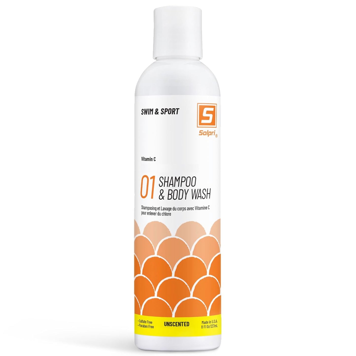 Swimmers Chlorine Swim Shampoo and Body Wash for Kids & Adults - Unscented with Vitamin C, Sulfate Free 8 Fl Oz