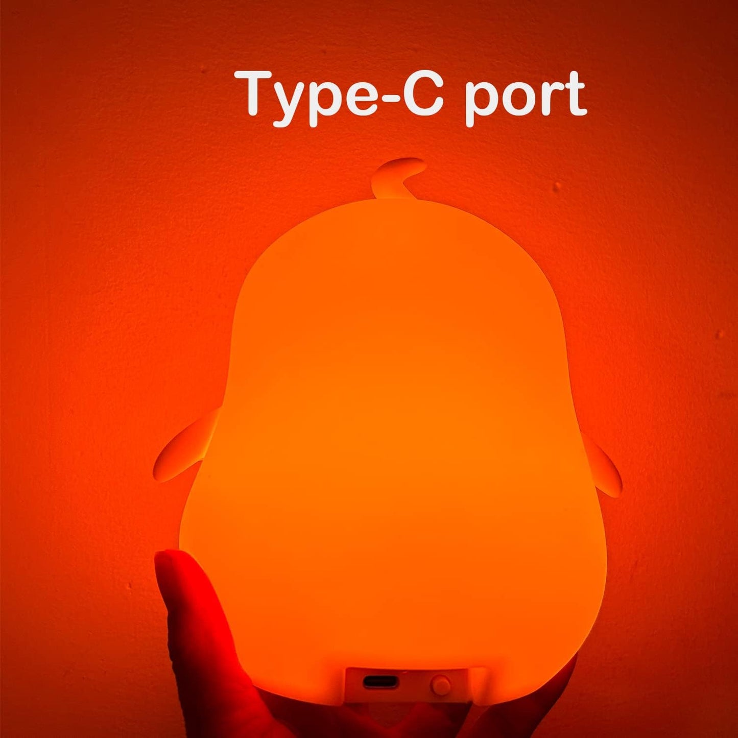 WHA&DARREN Penguin Night Light for Kids, Portable, Rechargeable Silicone Baby Night Light, Girls and Boys Animal Lamp, Kawaii Lamp