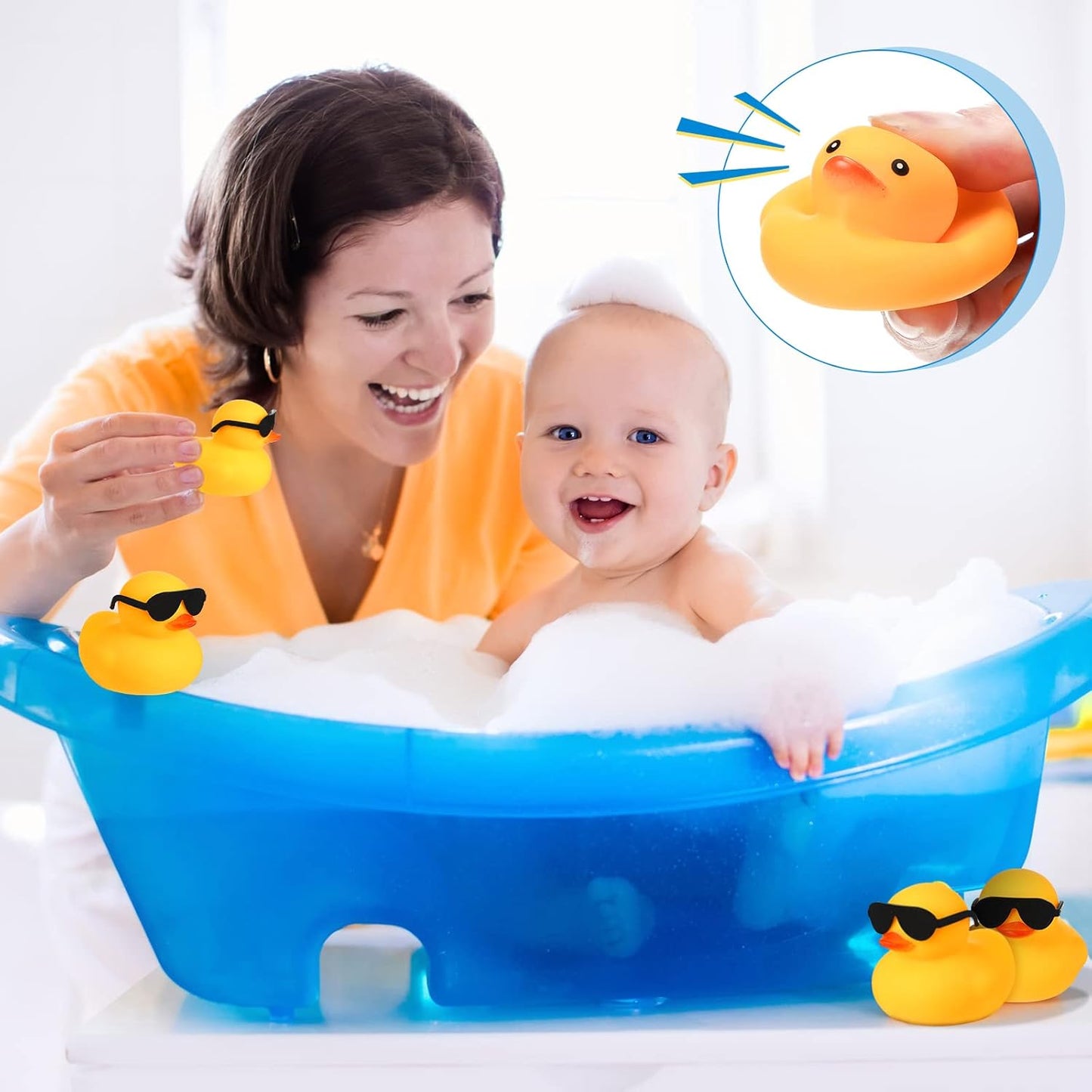 Chivao 36 Pcs Mini Rubber Ducks with 36 Sunglasses Rubber Ducks in Bulk Bathtub Duckies Toys for Kids Christmas Valentine Gifts Birthday Party Favors Cruise(Duck with Sunglasses)