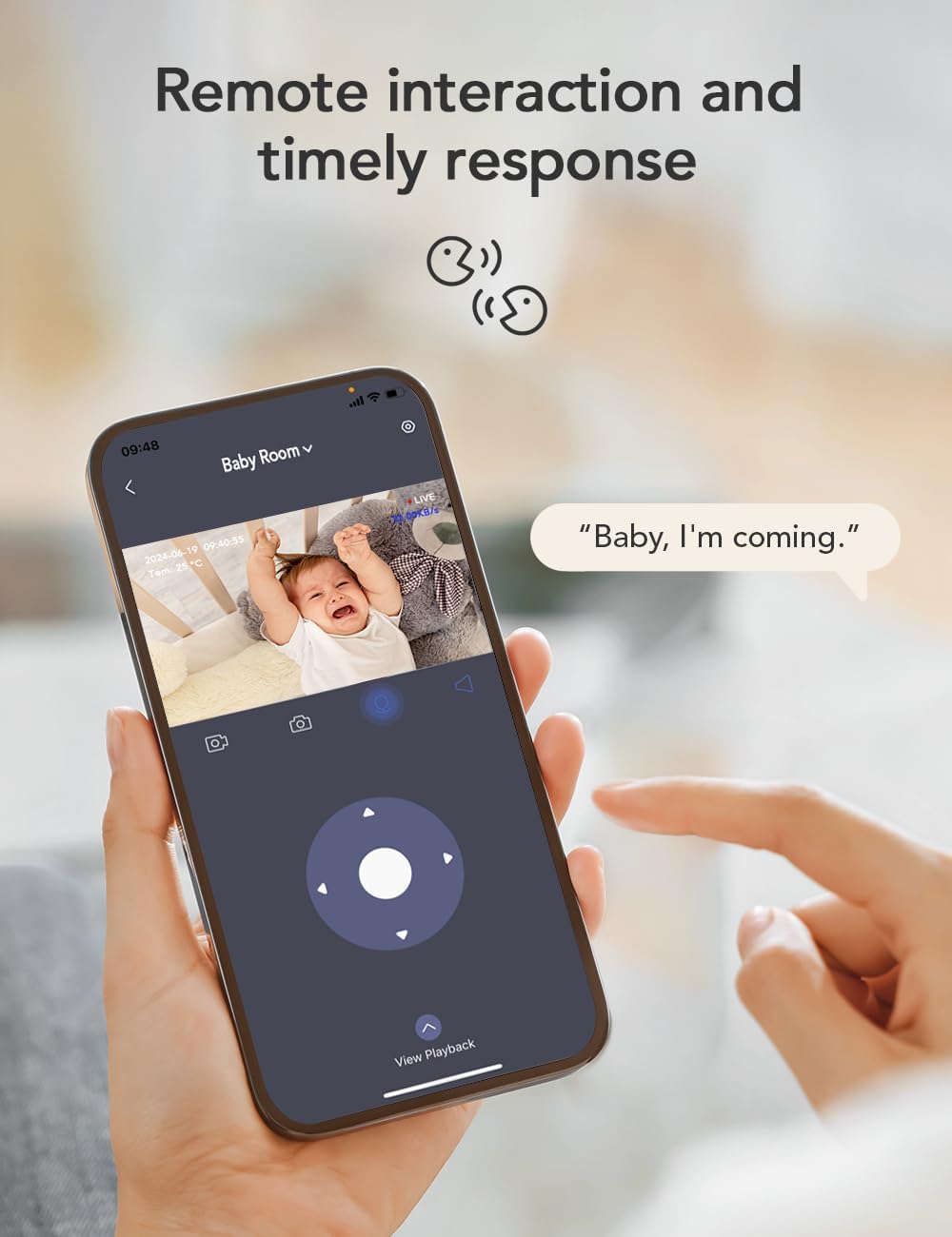 nooie 2K Baby Monitor, Baby Camera Monitor with Phone App, WiFi Indoor Camera for Home Security, AI Motion Tracking, Two-Way Audio, Compatible with Alexa, SD or Cloud Storage