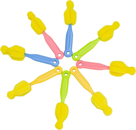 AUEAR, Milk Bottle Nipple Brushes Pacifier Sponge Cleaning Small Brush Cleaner Set for Bottles and Accessories (8 Pcs)