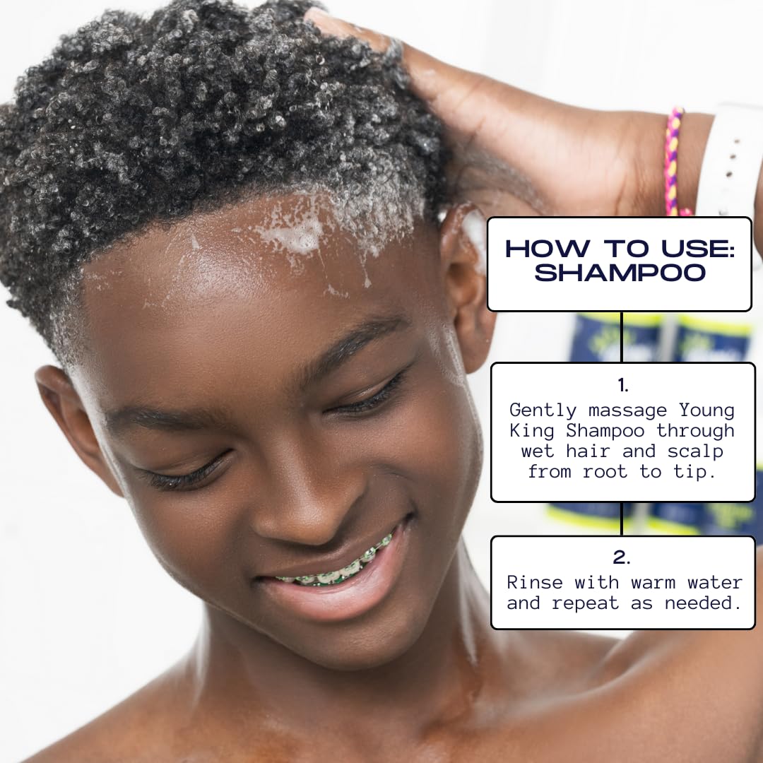 YOUNG KING HAIR CARE Kids Shampoo For Boys | Cleanse and Hydrate Natural Curls | Plant-Based and Harm-Free (8 oz)