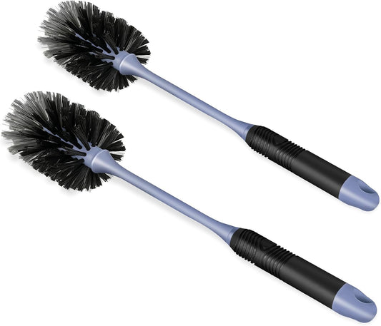 Long Handle Bottle Brush, Reusable Water Bottle Cleaner Brush, Flexible Scrub Brush for Water Bottles, Glasswares, Mugs, Thermos, Black, 2 Pack