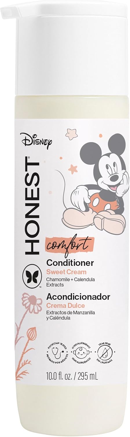 The Honest Company Silicone-Free Conditioner Gentle Enough for Baby Dermatologist Tested Tear Free Hypoallergenic Disney’s Mickey Mouse Comfort Sweet Cream 10 fl oz