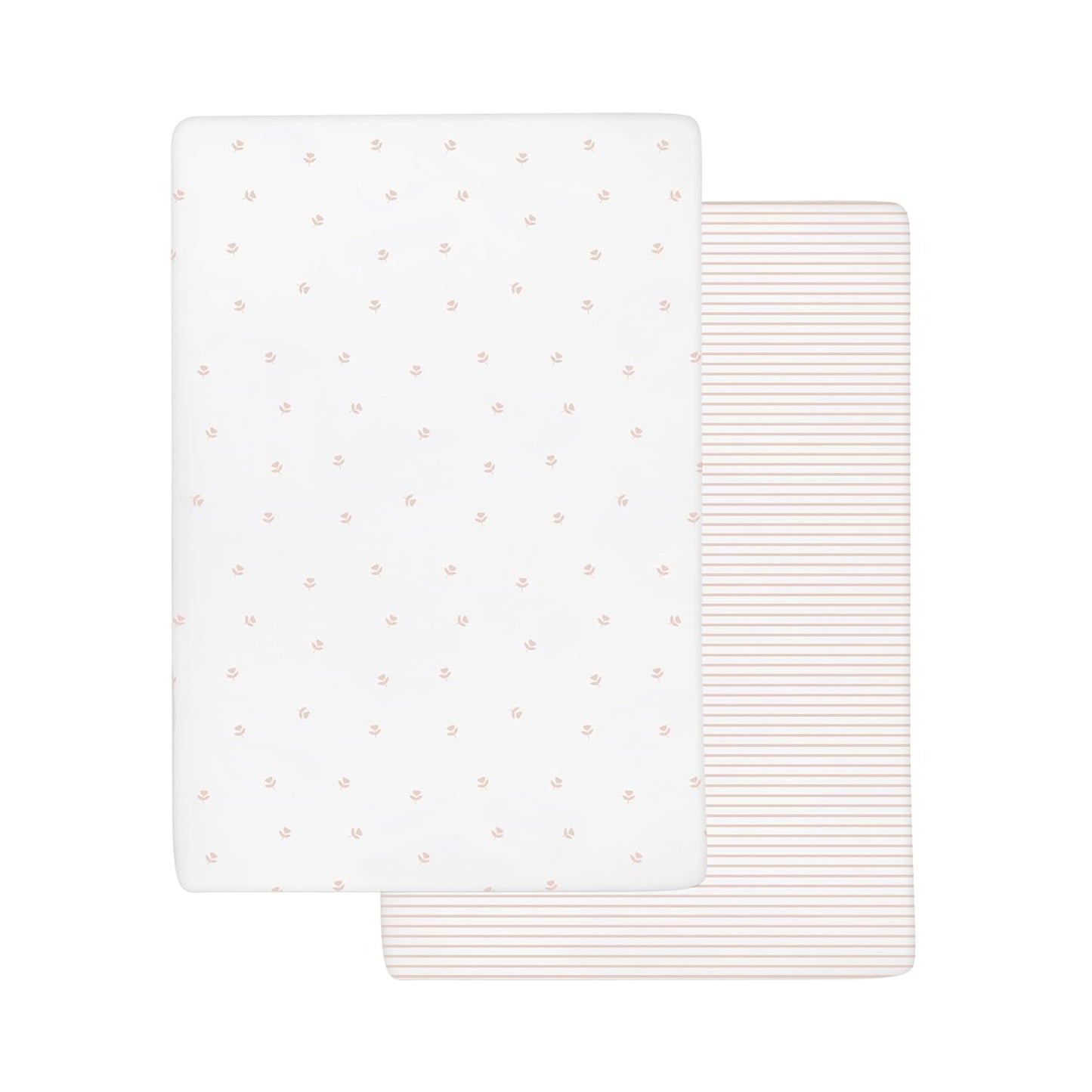 Ely’s & Co. Crib Sheets Baby Girl Fitted Crib Mattress Sheet Set, 2 Pack, 100% Jersey Knit Cotton, Infant and Toddler Nursery Bedding, Pink Tulip Collection, 28” x 52”