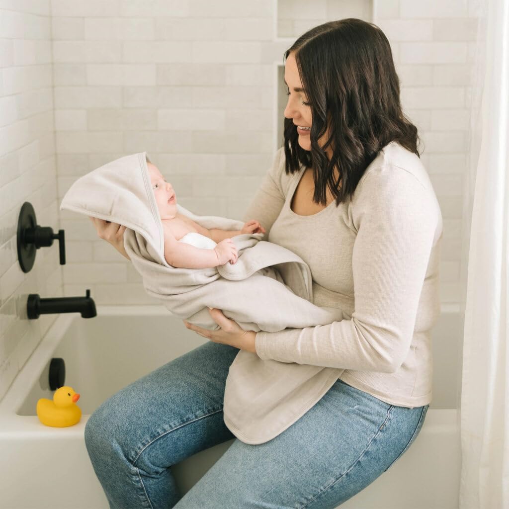 Little Unicorn Premium Infant Hooded Bath Towel| Soft & Absorbent Cotton & Terry Fabric for Newborns (Porpoise)