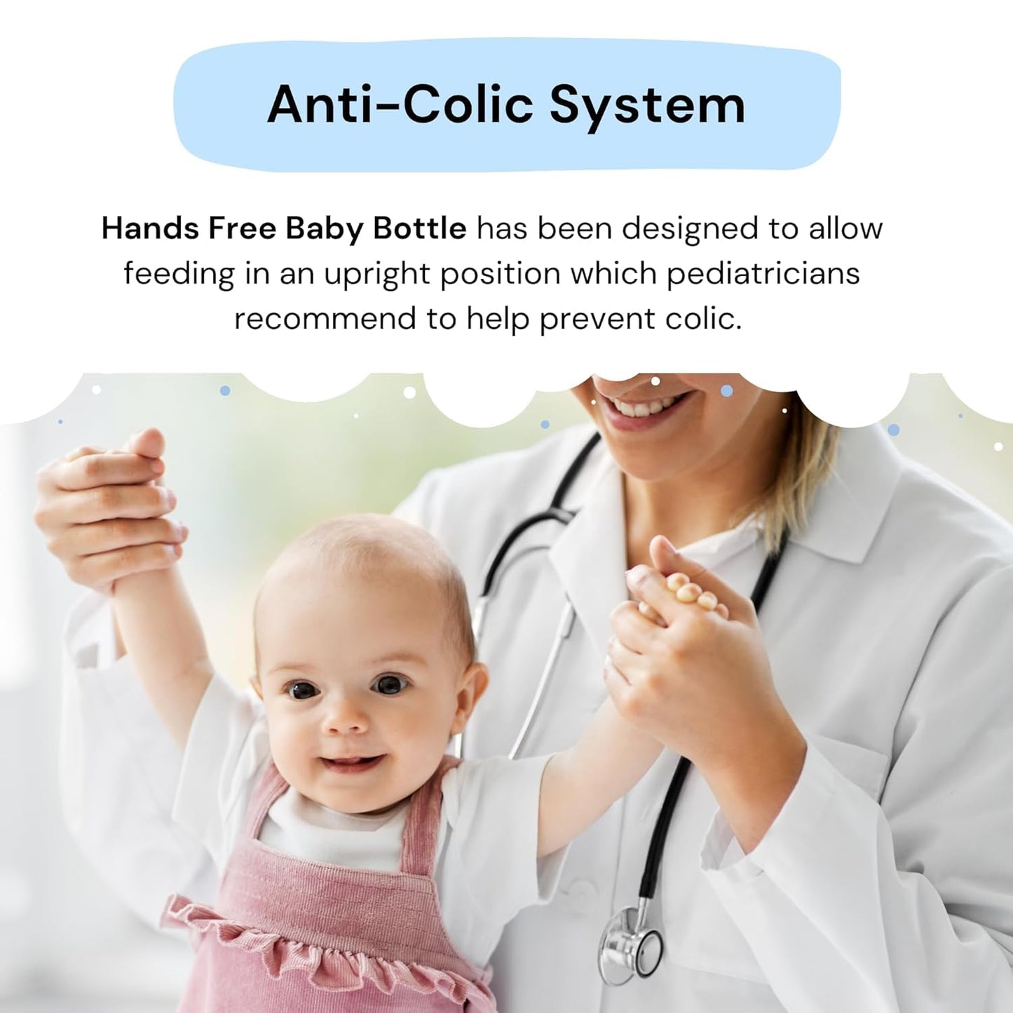 Hands-Free Baby Bottle - Anti-Colic Nursing System 9 oz Baby Bottle with Fast Flow Nipple/Teat 3m+ Infant with Tube Straw Feeding System for Toddler (1 Pack - Classic)
