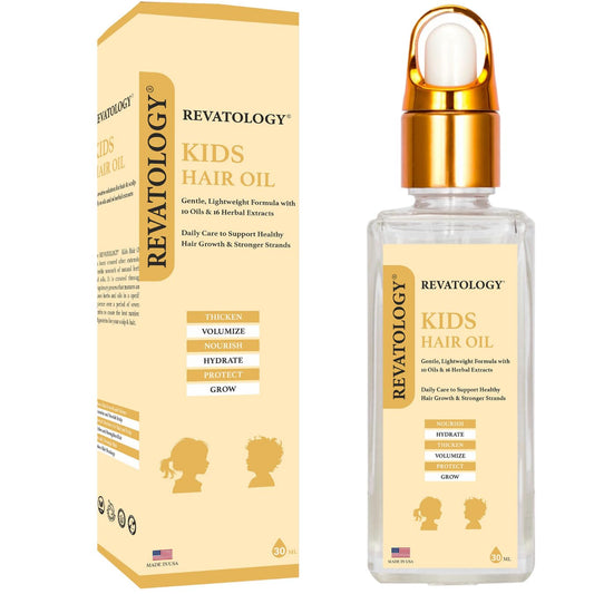 REVATOLOGY Kids & Baby Hair Growth Product High Potency Scalp & Hair Oil (Made in USA) 26 Cold-Pressed Botanicals for all Ages and Hair types -Thin, Curly, Thick Hair | Cruelty & Chemical Free