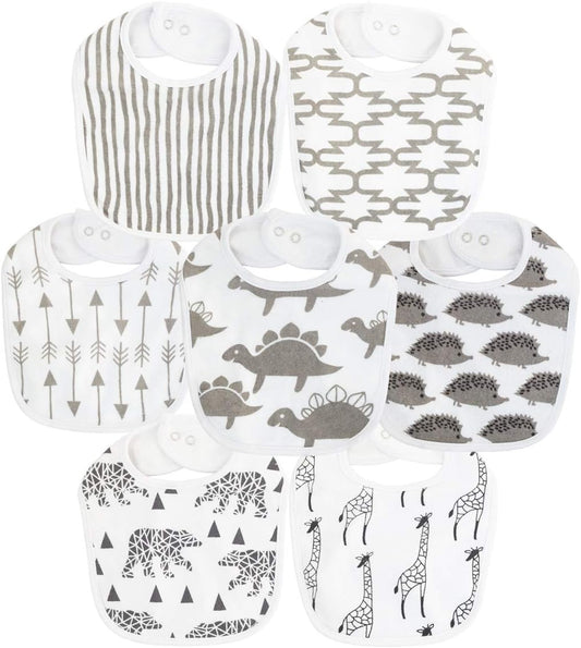 Maiwa Waterproof Terry cloth Baby bibs with Snaps for newborn girl boy, drool and teething for baby
