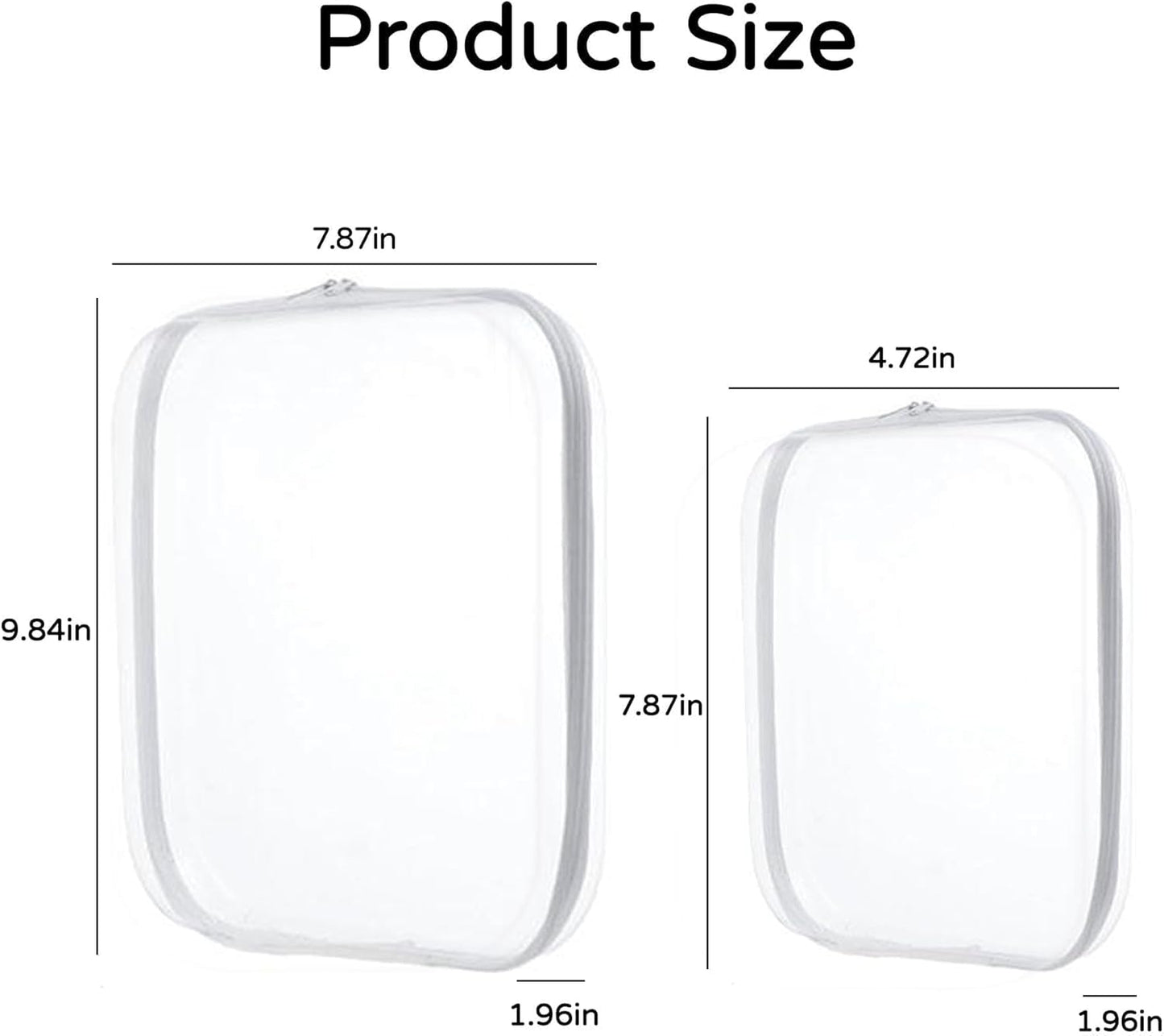 3PCS Clear Hard Plastic Zipper Case, Double Zippers Hard Pouch, Portable Travel Organizer Bin Clear Makeup Bag for Toy Storage, Snack Bag, Cosmetics, Pencil Case, Diaper Bag, Toiletry Bag