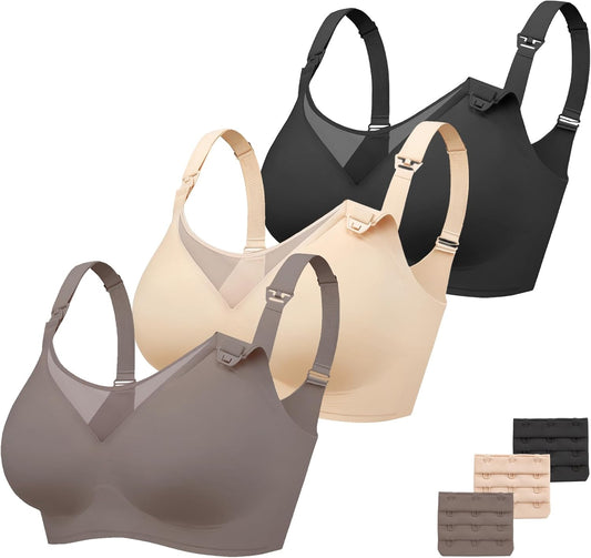 Vinfact 3 Pack Nursing Bras for Breastfeeding Comfort Maternity Bras for Pregnancy Wireless Seamless Breastfeeding Bras
