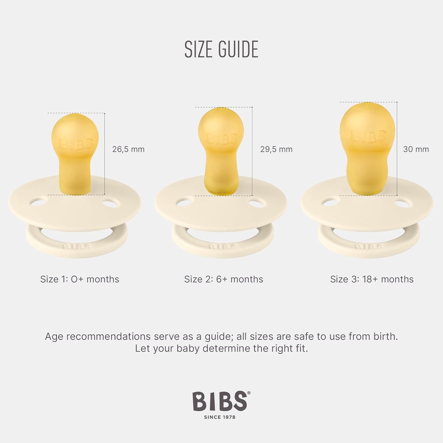 BIBS Pacifiers Colour Collection | Natural Rubber Baby Pacifier | Round Nipple | Set of 2 BPA-Free Soothers | Made in Denmark | 6+ Months (Pack of 2) | Sage/Cloud
