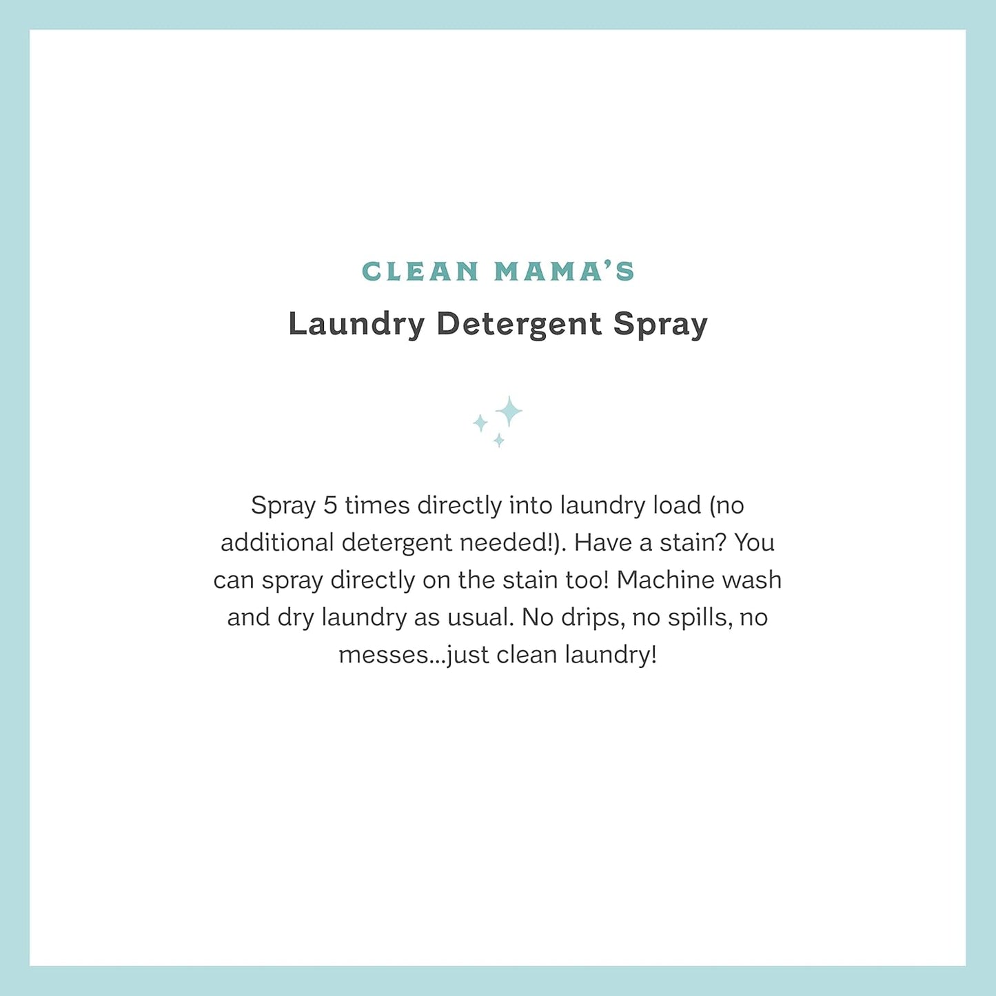 Clean Mama Laundry Detergent Spray & Pre-Treater - Natural Laundry Detergent Soap for Sensitive Skin - Eco-Friendly, HE Compatible - Clean Laundry Scent - 64+ Loads of Laundry, Starter + Refill, 16 oz