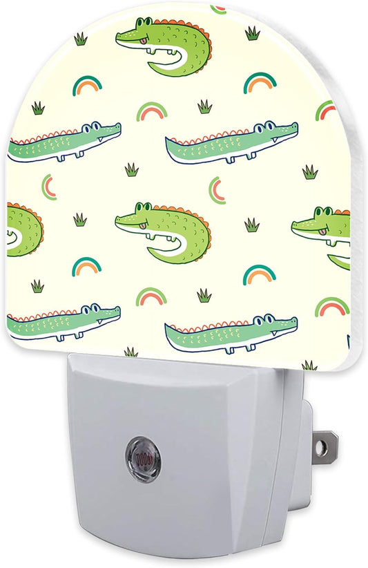 Cute Cartoon Crocodiles Night Light, Childish Crocodiles Dusk to Dawn Night Light Plug in,0.5w Energy Saving Sleep Friendly Nightlights for Kids Boys Girls Home Decor