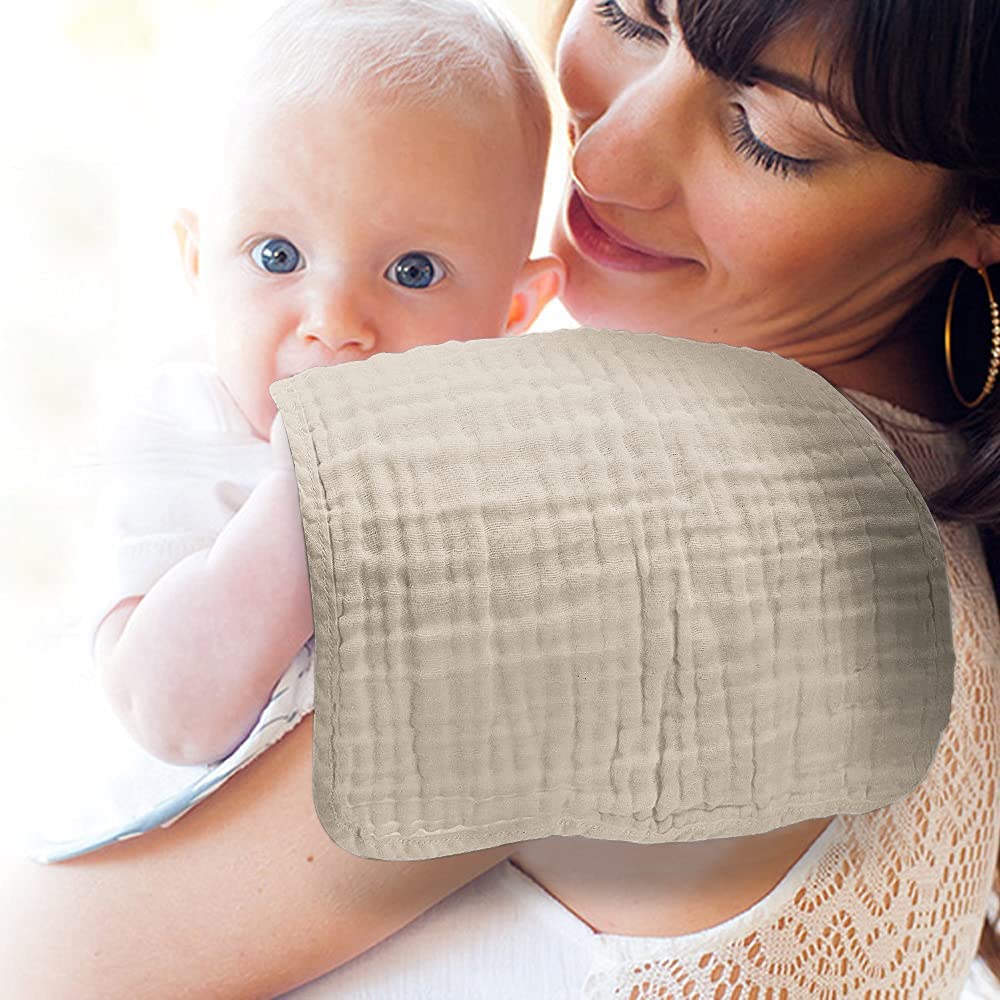Yoofoss Muslin Burp Cloths for Baby 10 Pack 100% Organic Cotton Baby Washcloths for Boys Girls Large 20''X10'' Super Soft and Absorbent Apricot White