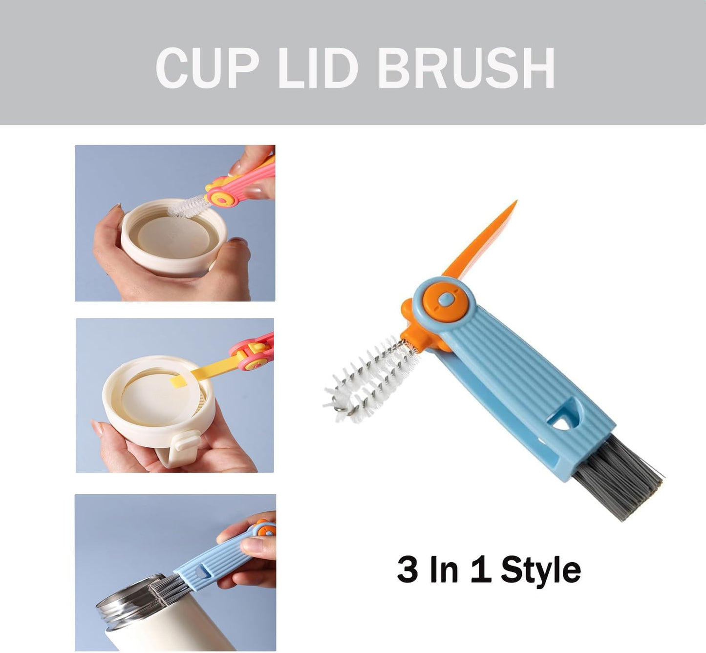 5 in 1 Cleaning Brush Set, Anivona Bottle Brush Cleaner, Multifunctional Cleaning Brush, Water Bottle Brushes for Cleaning Home, Cleaning Baby Bottles, Home Kitchen Cleaning Tools, BPA-Free (Grey)