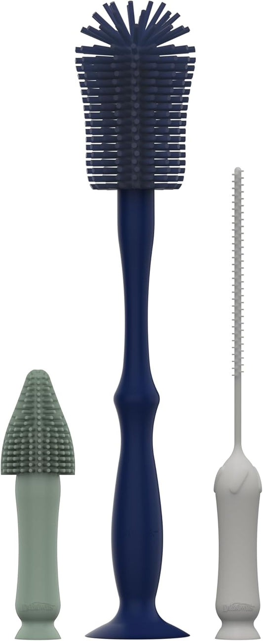 Dr. Brown's Silicone Cleaning Brush Set with Bottle, Spout, and Straw Brush, 3 Brushes to Clean Baby Bottles, Spouts, Nipples, and Straws, BPA Free – 3-Pack