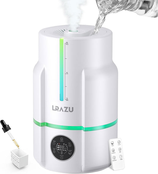 6L Humidifiers for Bedroom, 60H Runtime 26 dB Quiet Supersized Cool Mist Air Humidifiers for Large Room, Baby Nursery, Plant, Indoor, Night Light, Easy to Clean, Precise Humidity Control
