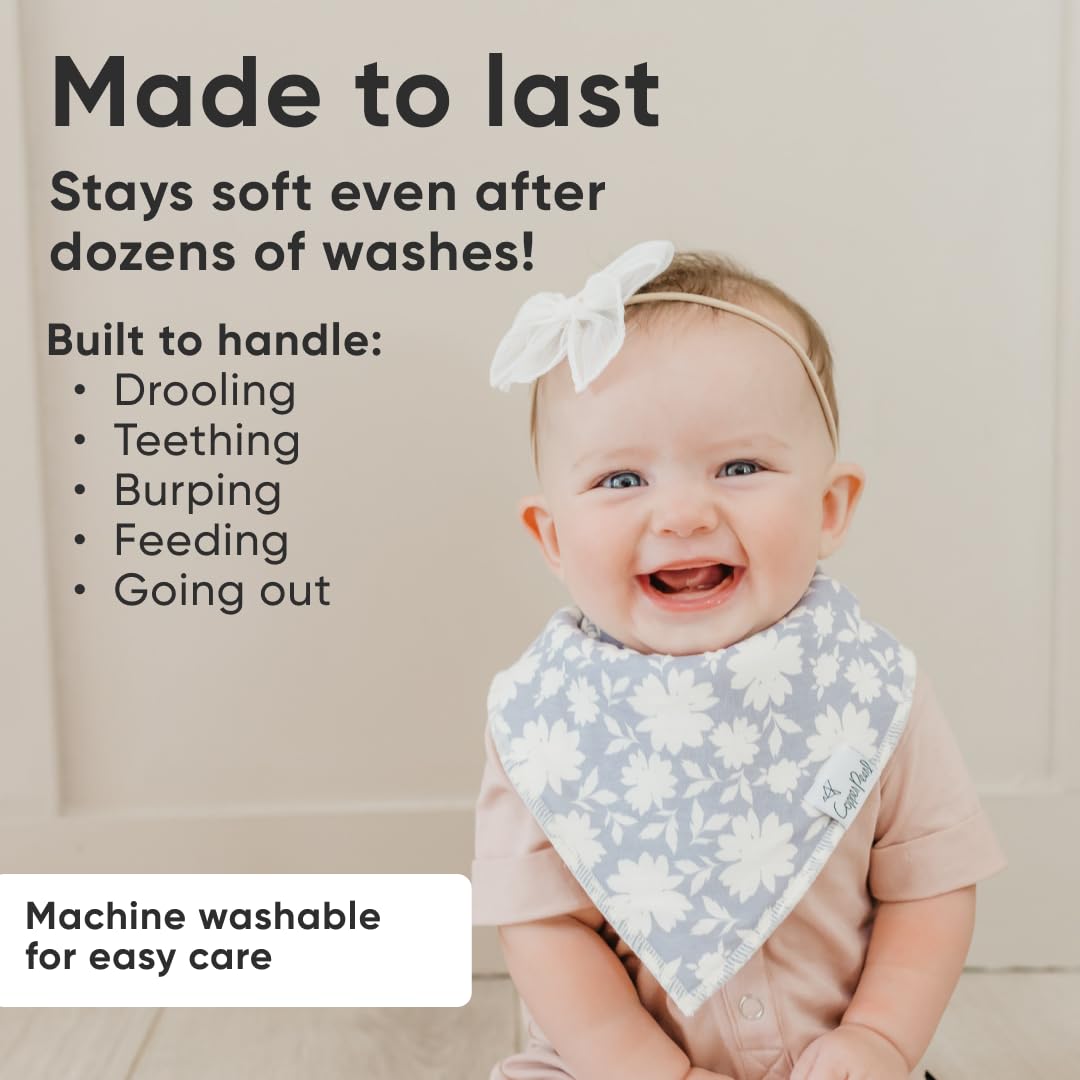 Copper Pearl 4 Pack Soft Cotton Baby Bibs for Drooling and Teething, Absorbent Drool Bibs for Baby Girl and Boy, Adjustable to Fit Newborns to Toddlers, Tons of Styles (Lacie)
