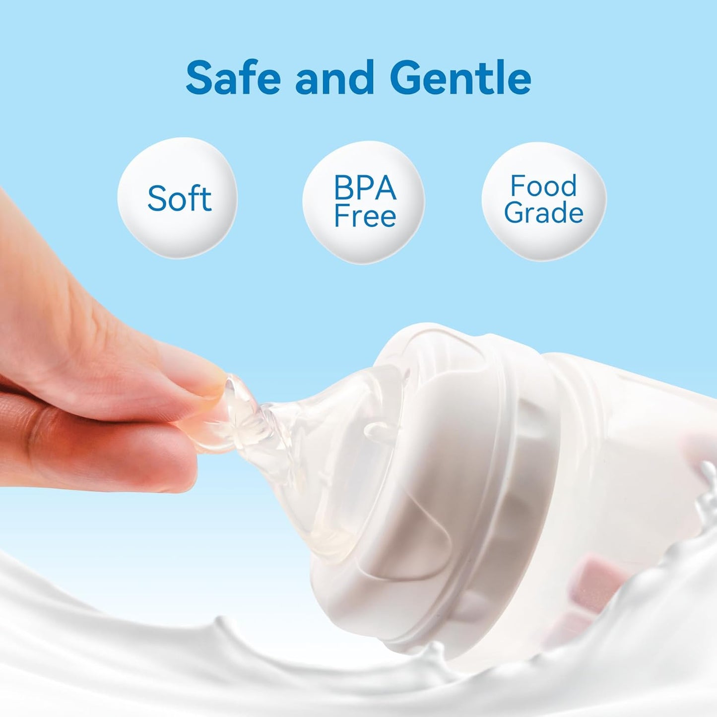 Bottle Nipples Ideal for Thicker Liquid Nipple Level 5, 9m+, Compatible with Wide-Neck Baby Bottle, 9 Count